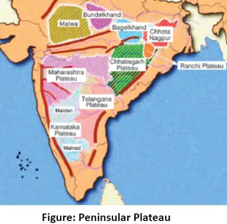 Peninsular Plateau of India Map