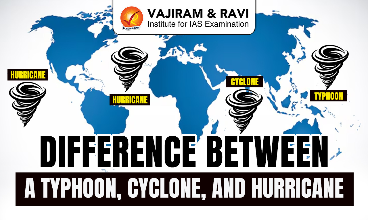 Difference between a Typhoon Cyclone and Hurricane