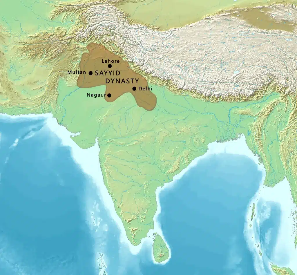 Map showing extent of Sayyid Dynasty