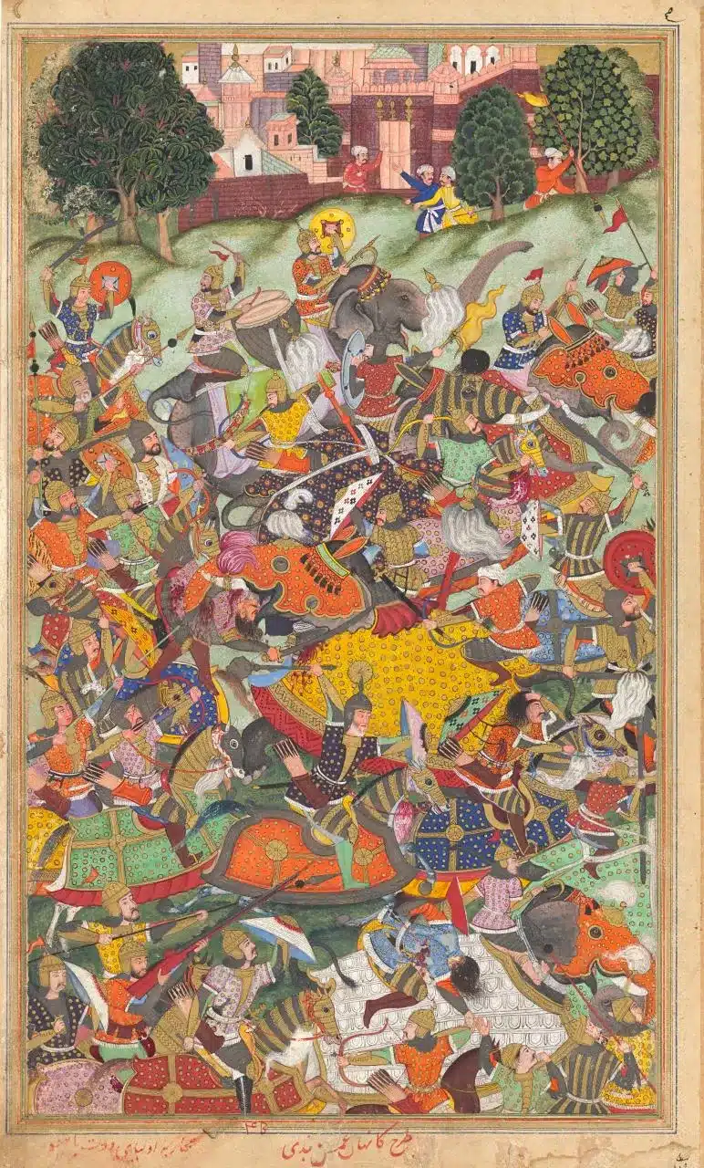 Painting depicting Second Battle of Panipat