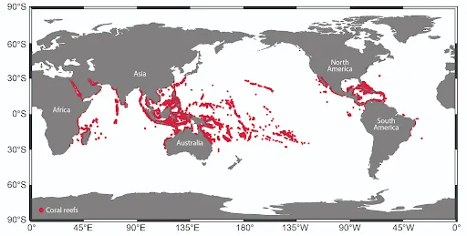 Coral Reefs locations around the globe