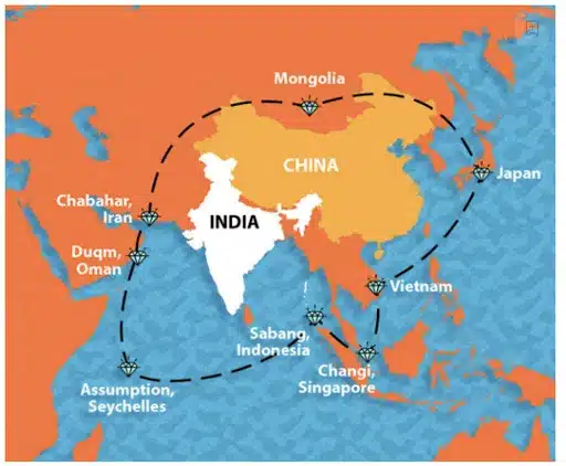 Locations under Necklace of Diamond Strategy by India