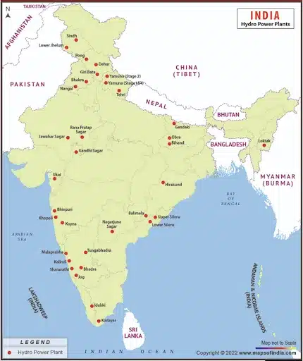 Major Hydroelectric power plants in India