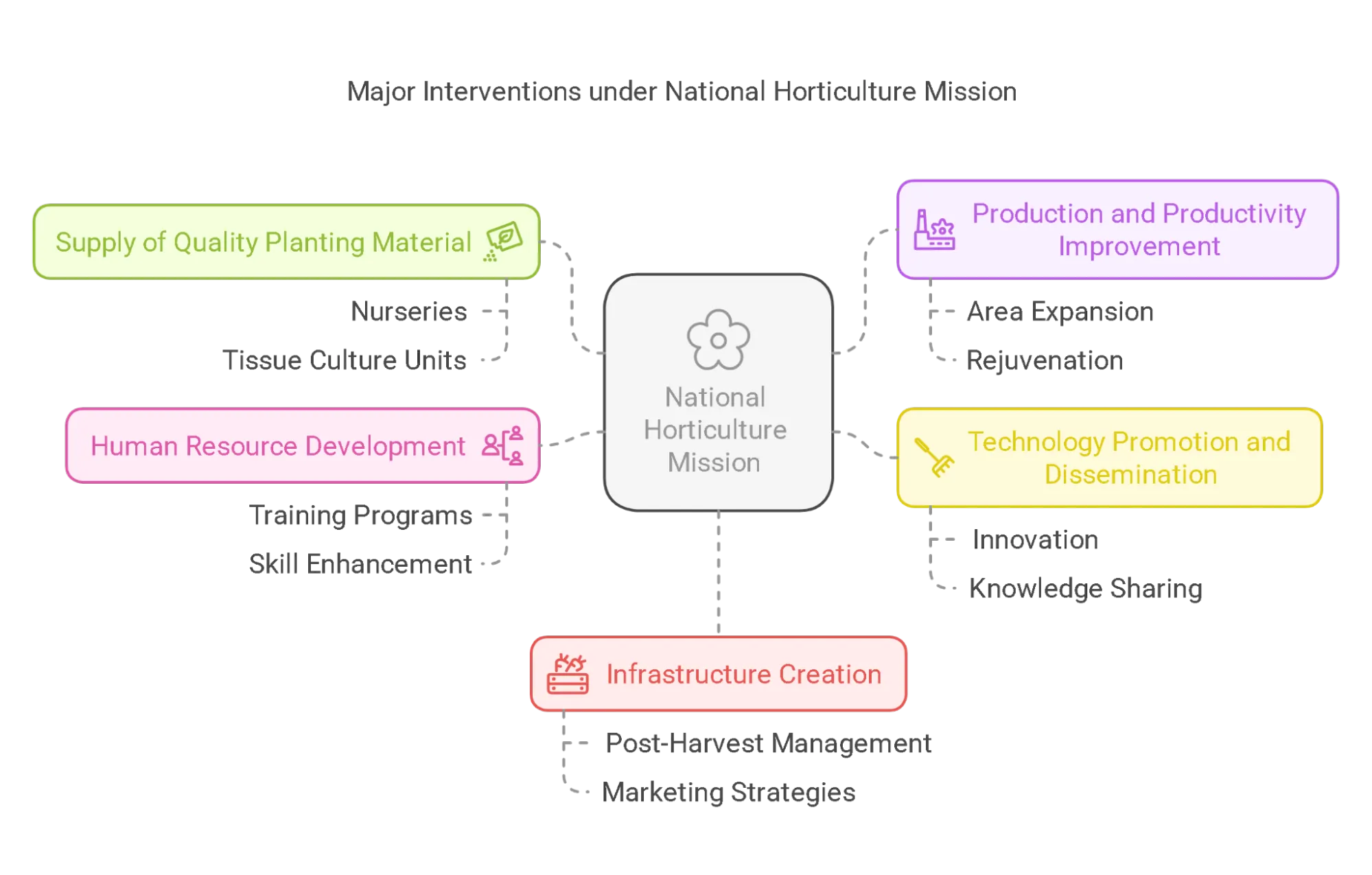 Major Interventions under National Horticulture Mission