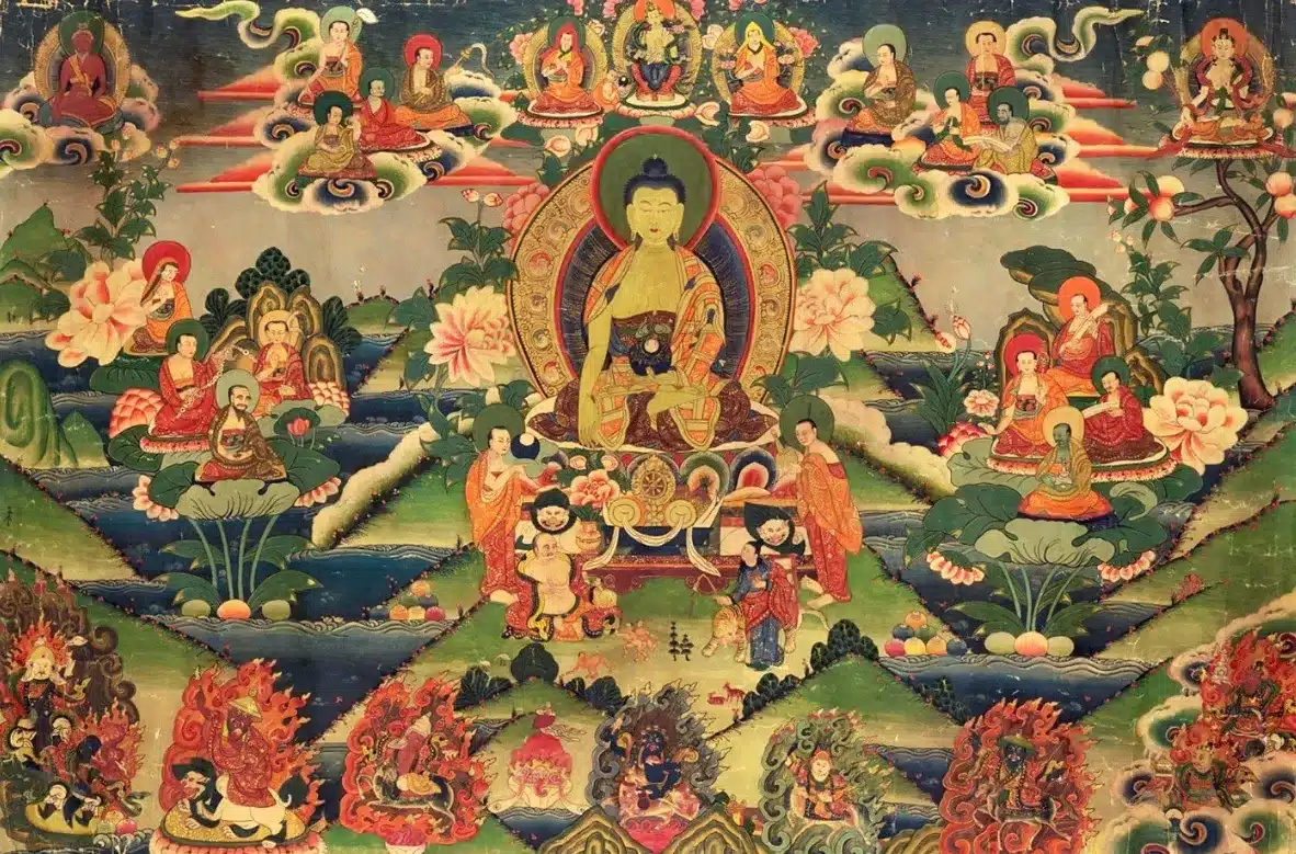 Thangka painting depicting Buddha