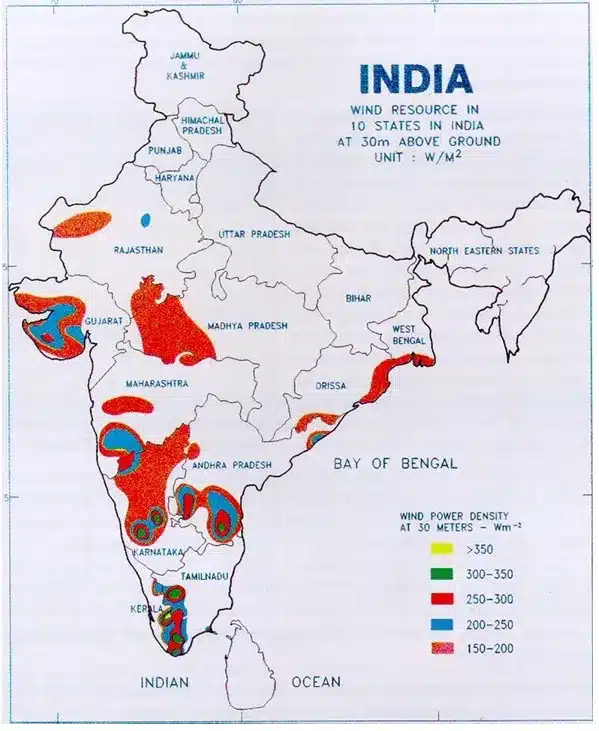 Wind Resource potential of various states